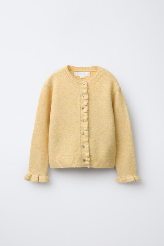 RUFFLED WOOL BLEND CARDIGAN