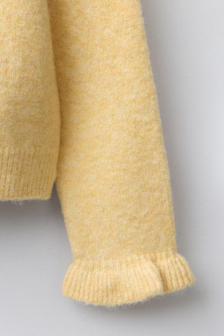 RUFFLED WOOL BLEND CARDIGAN