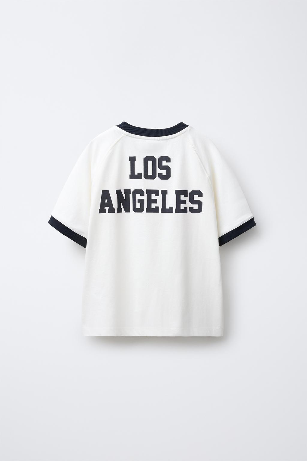 TEXT PRINT T-SHIRT WITH TRIM DETAIL