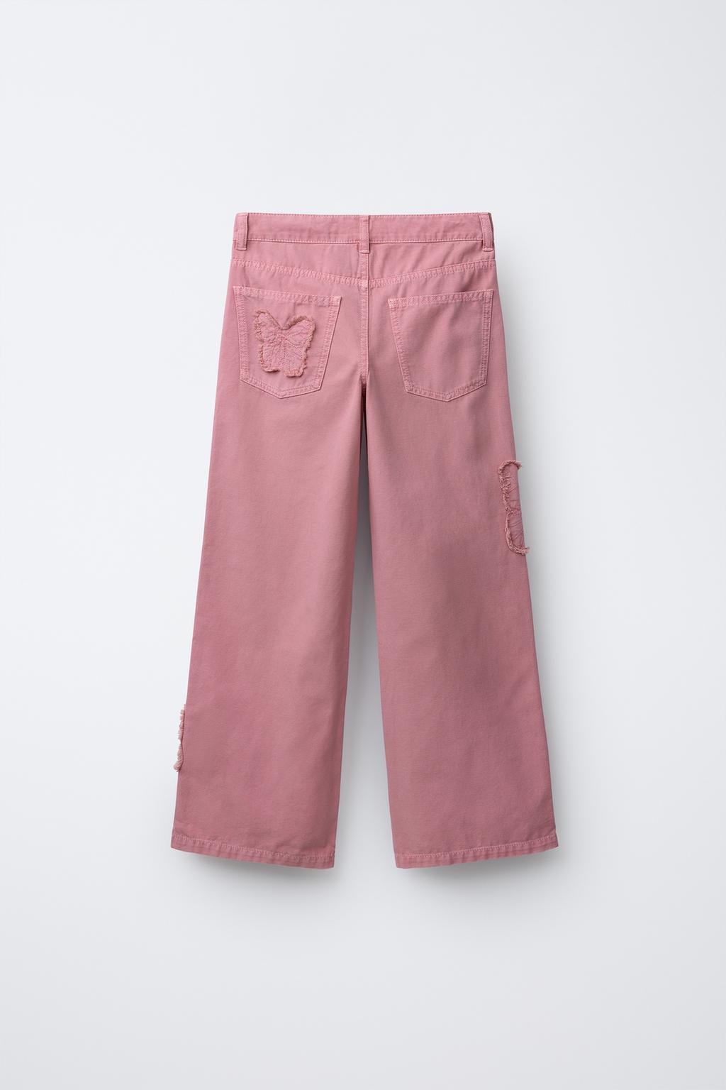 EMBROIDERED BUTTERFLY WIDE LEG JEANS